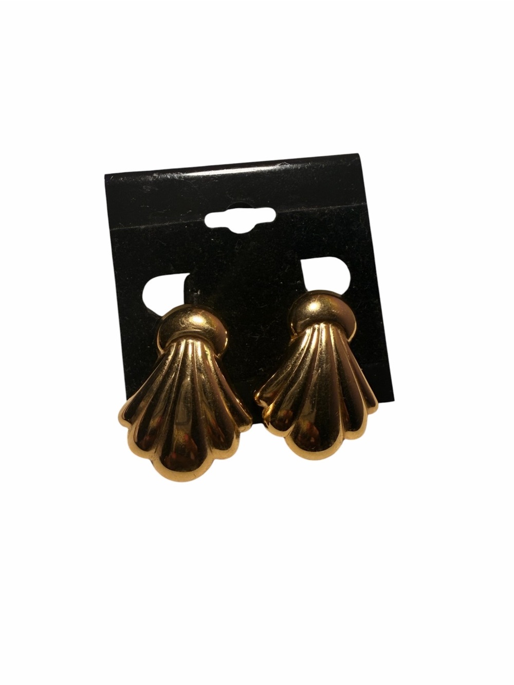 Gold Shell Fan Clip-On Earrings - Unbranded
